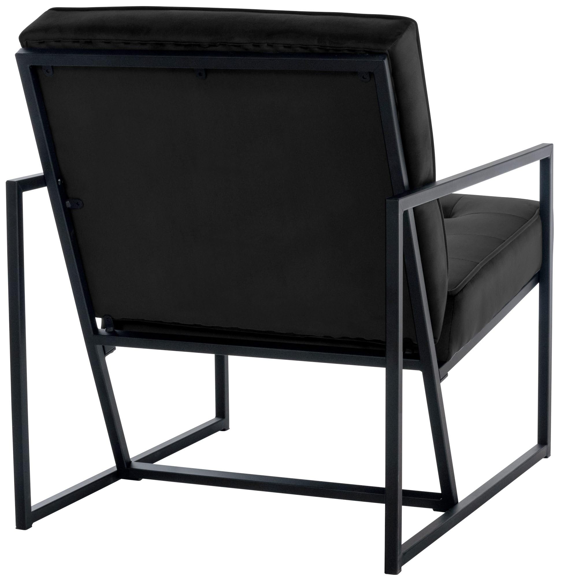 CLP Lounger Avon Samt - Lesesessel Mit Gestepptem Samtbezug Und Stabilem Metallgestell, Farbe:schwarz