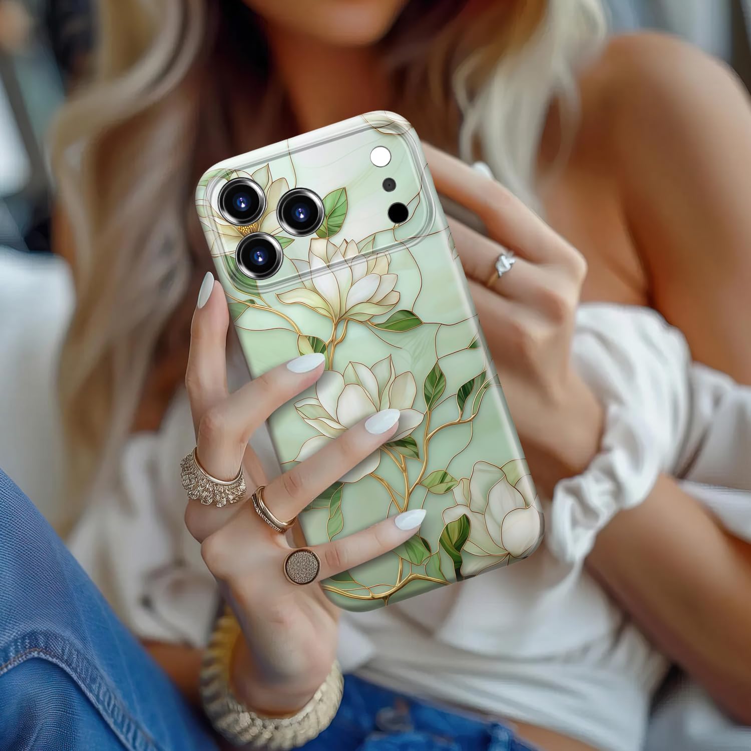 for iPhone 18 Pro Case, Cute Floral Aesthetic Cover for Women image 4