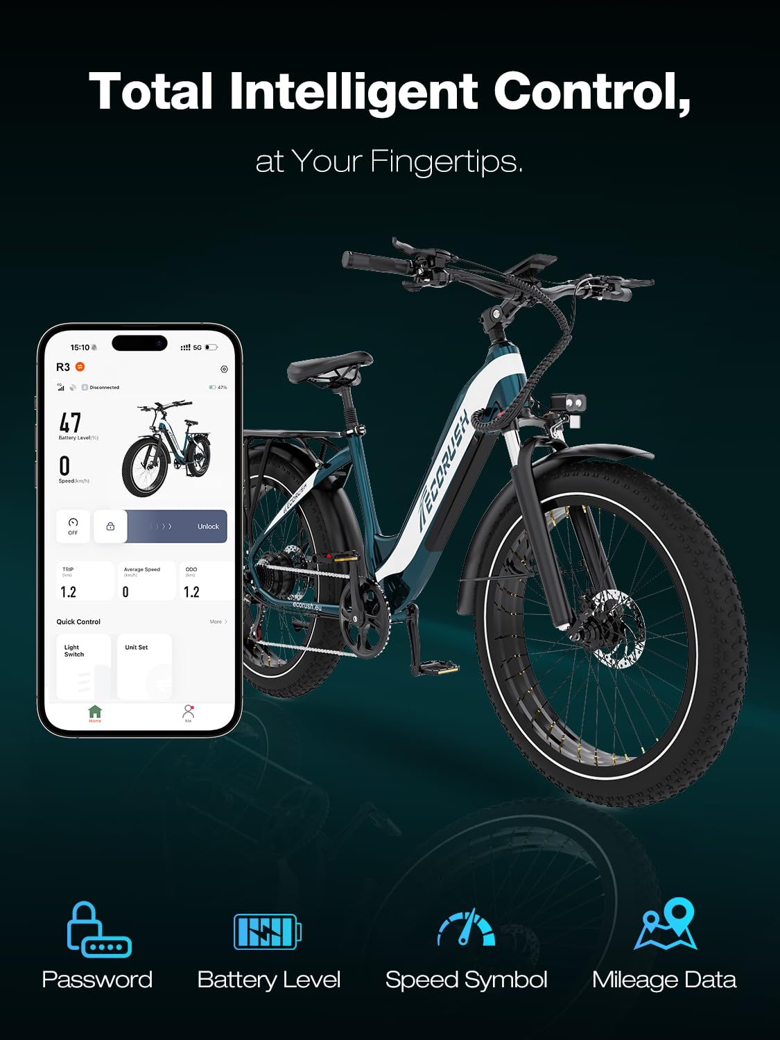 Vélo Électrique, VTT électrique 48V 20Ah, Vitesse Max 25 km/h, Autonomie 80–150 km, Écran LCD, Compatible App & NFC, Velo Electrique pour Homme et Femme