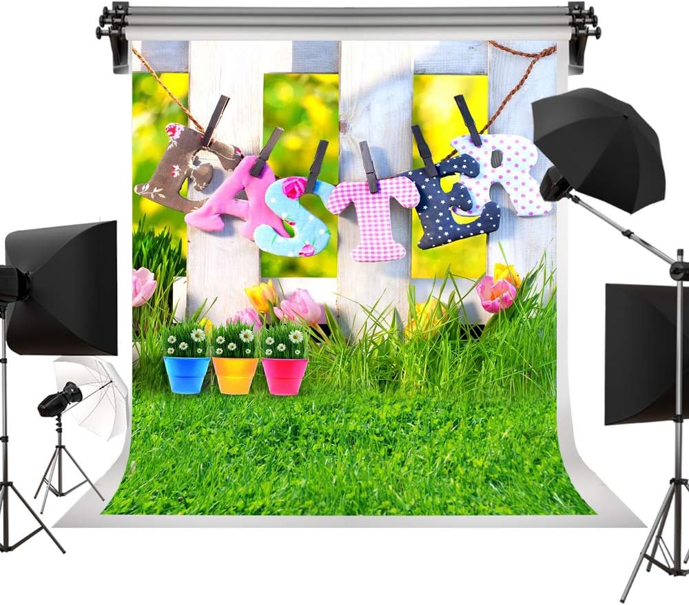 Kate 5x7ft/1.5m(W) x2.2m(H) Easter Photography Backdrops Natural Scenery Grass Green Flowers Photo Studio Background Children Spring Backdrop