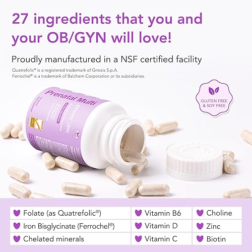 Miniatura 2 de Premom Vitaminas prenatales para mujeres y aceite de pescado prenatal DHA - Concepción para ella Multivitamínica 27 nutrientes + triglicérido Omega