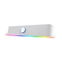 GXTrust 1619W Rhox Soundbar PC Illuminata RGB, 12W Casse PC Stereo Speaker con Illuminazione Regolabile