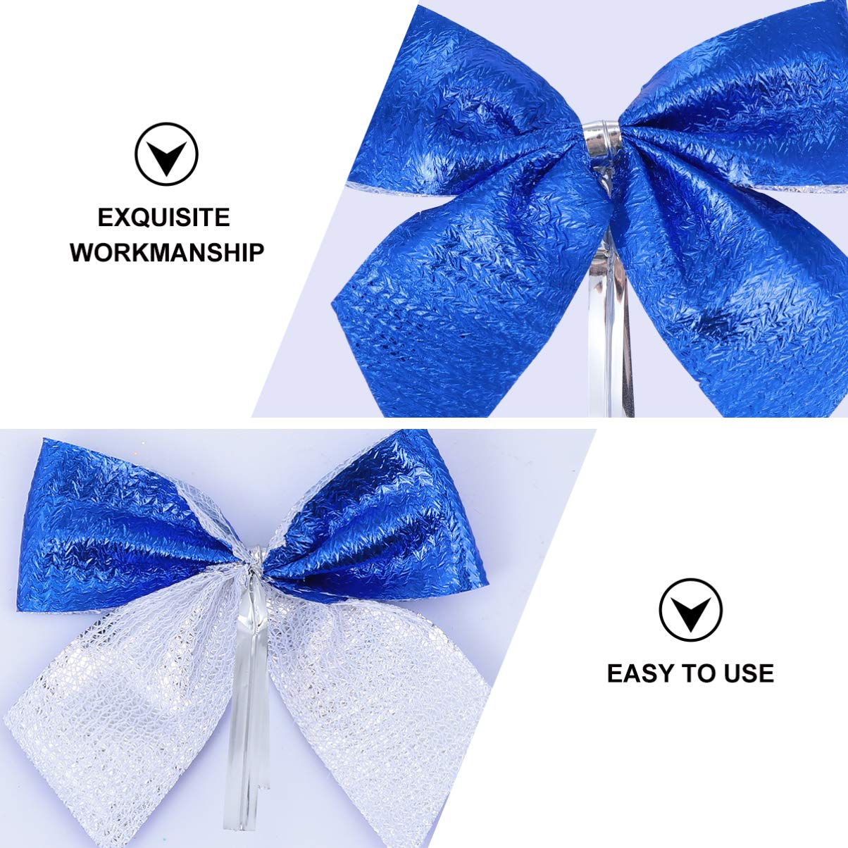 RLKHXBS 60 sztuk Bowknot Wstążki choinkowe Bożonarodzeniowa kokarda Wisząca kokardka Świąteczne kokardki Ozdoby Pakowanie prezentów Kokardy na dekoracje girlandowe Dzień pamięci