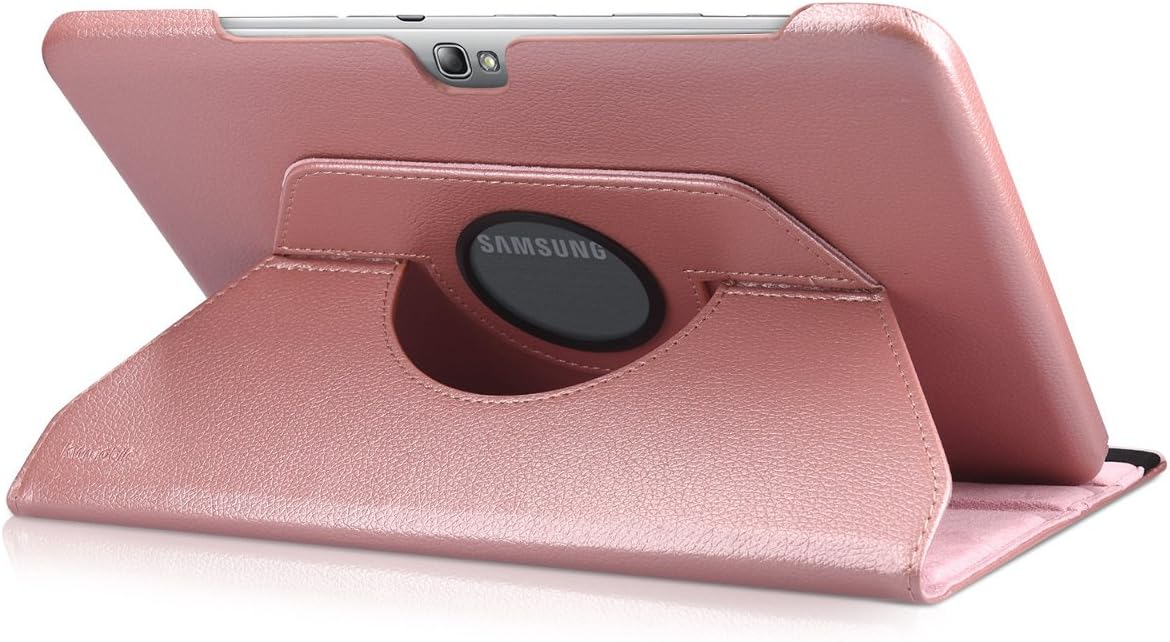 kwmobile Rotating Case Compatible with Samsung Galaxy Note 10.1 N8000 / N8010 - Case PU Leather Tablet Cover with Stand - Rose Gold