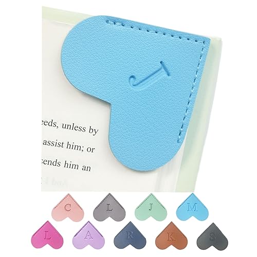 MOTEERLLU Personalized Leather Heart Bookmark with Initials, Handmade, Letter Cute