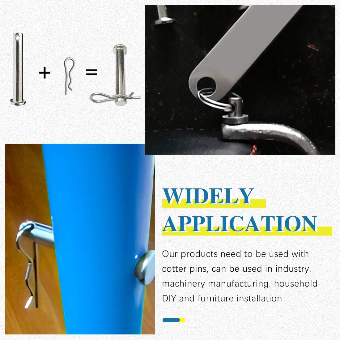 Glarks 555Pcs Heavy Duty Zinc Plated Cotter Pin Assortment Kit + 96Pcs 12 Sizes 304 Stainless Steel Flat Head Single Hole Clevis Pins Assortment Kit