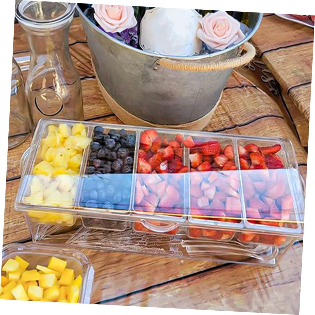 ULTECHNOVO Scomparti Contenitori Spezie con e Cucchiaio Barattoli Condimenti in Plastica per Cucina Vassoio per Spezie e Frutta Design Moderno e Capienza per e Riutilizzabile