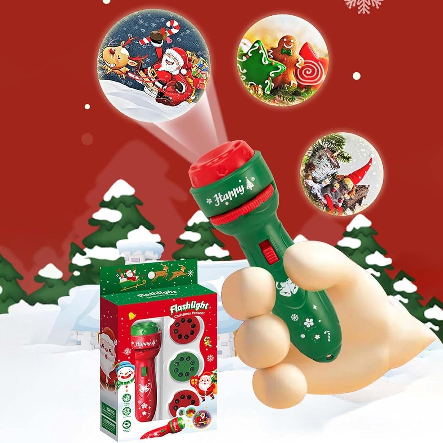Christmas Flashlights, 24 Patterns Handheld Flashlight Projector, Christmas Image Projection Toys, Versatile Flashlight Christmas Projector, Christmas Torch Projector for Kids