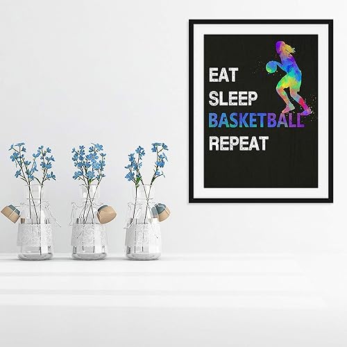 Miniatura 7 de Eat Sleep Basketball Repeat Quote Wall Art 11x14 Unframed Print Poster, Gift for Woman Basketball Player, Coach, Referee or Basketball Fan. Teen