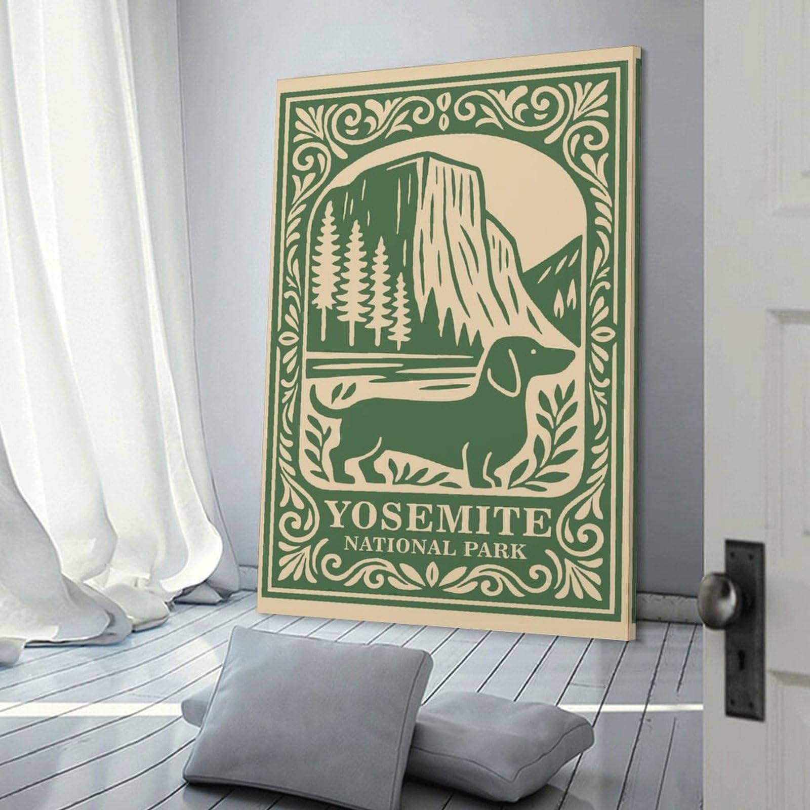 Junmoney Yosemite National Park Dachshund Vintage Room Decor Wall Art 08x12inch(20x30cm), for Wall Displays, Bedrooms Or Room Updates, Ideal for Building A Coordinated Art Wall