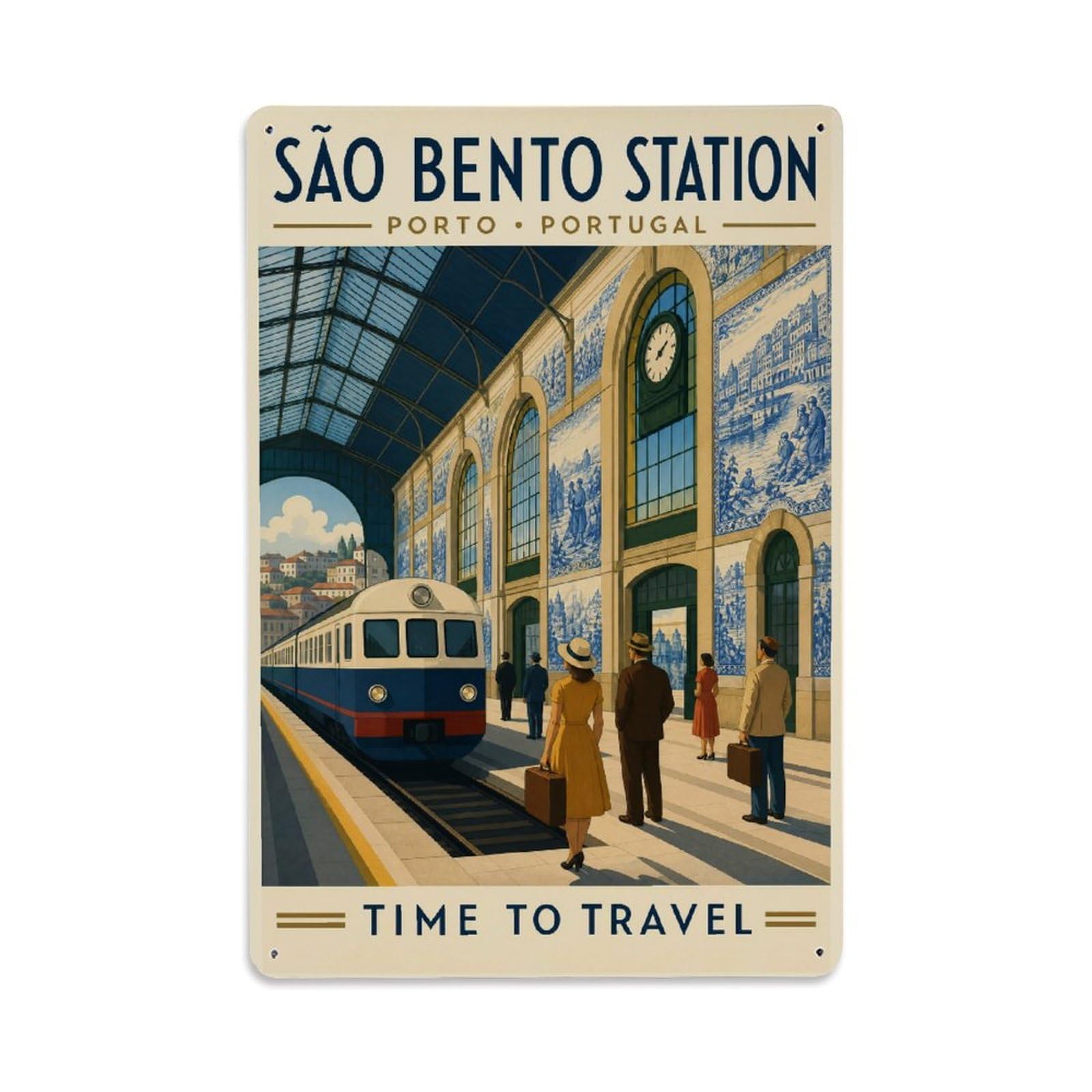 Metal Tin Sign Portugal Vintage Travel Sao Bento