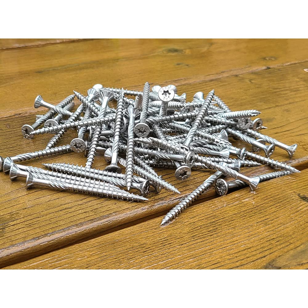 Star Drive Floorboard Screws with Wings, 5lb Box, Approx. 141 Pieces - 1/4" x 3-1/2" Metal Self-Tapping Screws, Heat, Abrasion, & Corrosion Resistant Screws for Flooring, Construction