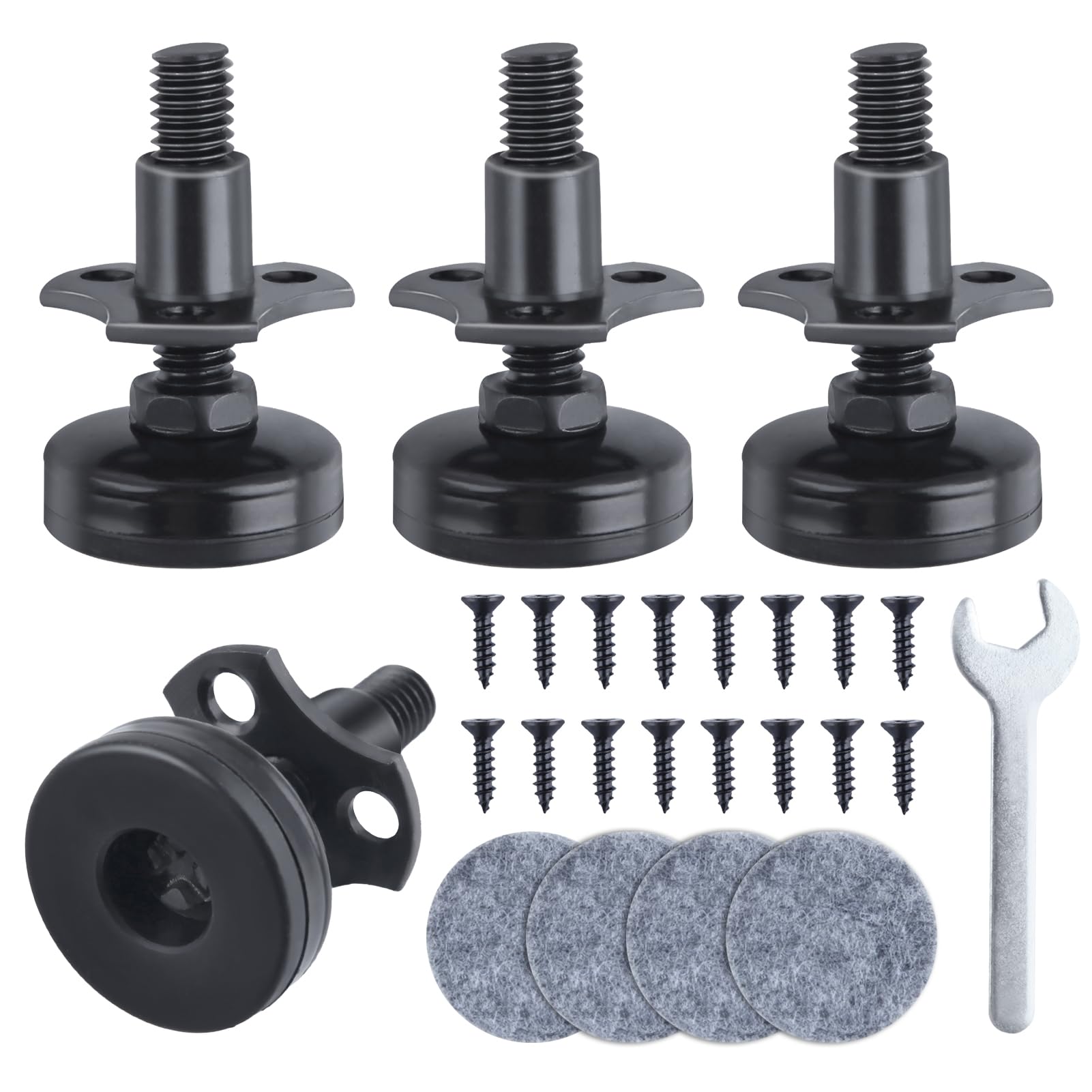 GOLD DEER 4 Pack Adjustable Leveling Feet Heavy Duty Furniture Levelers Furniture Feet 3/8''-16 Thread w/T-Nut Kit for Tables,Cabinets,Chairs,Workbench,Sofa and More,Large Base Supports 1320LBs