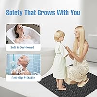Vista 8 de Shower Mat Non-Slip Bath Mat for Tub and Shower Stall,200+ Suction Cups with Drain Holes, Quick Dry Machine Washable, Extra Grip for Stand Up