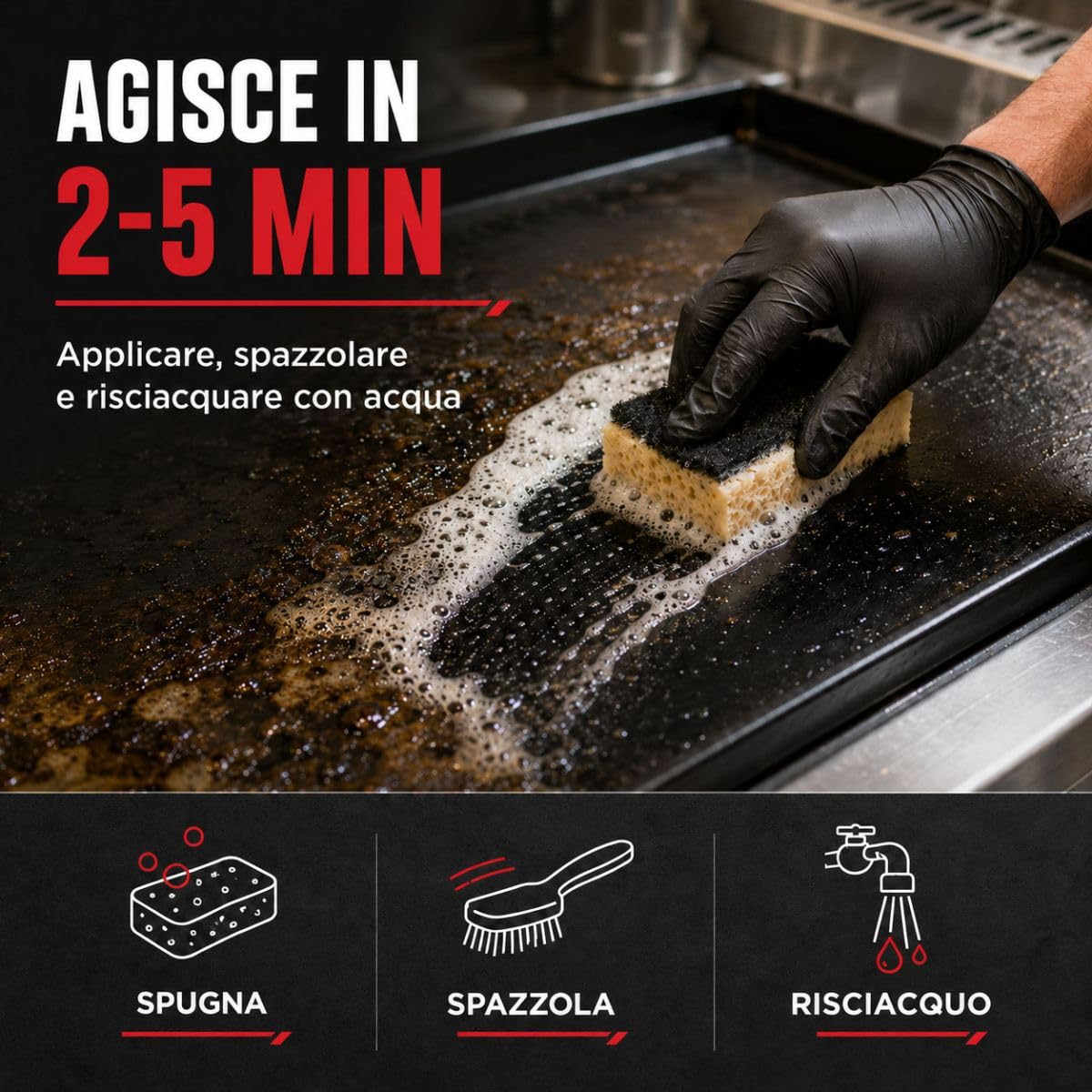 Sgrassatore Cucina, Cappa, Barbecue, Griglie e Piani Cottura 5 L | Sgrassa Grassi e Fuliggine Ostinati, Cappe, Barbecue, Griglie, Piani Cottura, Superfici Lavabili - Arcane Industries