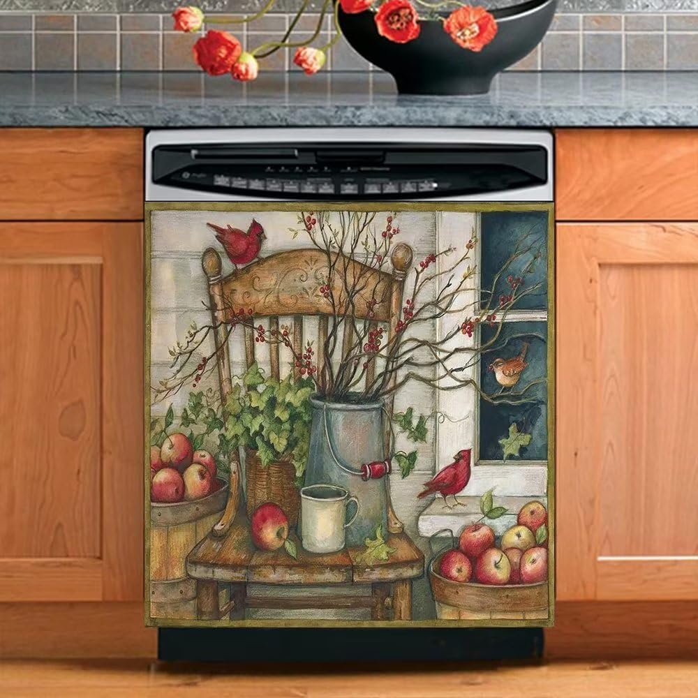 Fall Apples with Flower Dishwasher Cover Sticker Farmhouse