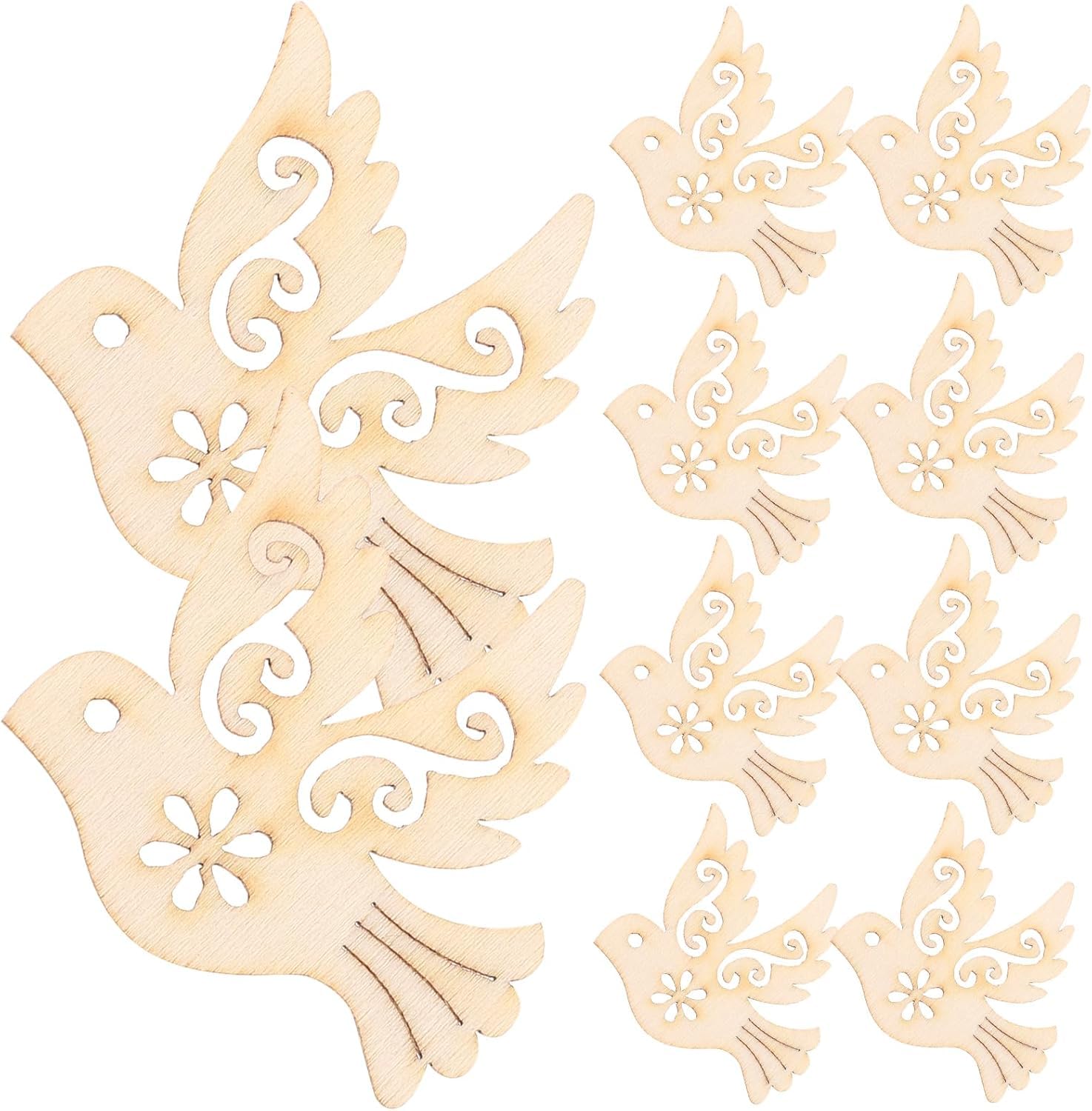10 Pcs Wooden Peace Dove Ornaments Crafts Home Christmas Tree Hanging Decorations, Home Decor Products DIY Peace Dove Bird Craft Gift Tags for Home Party Decoration Craft Project