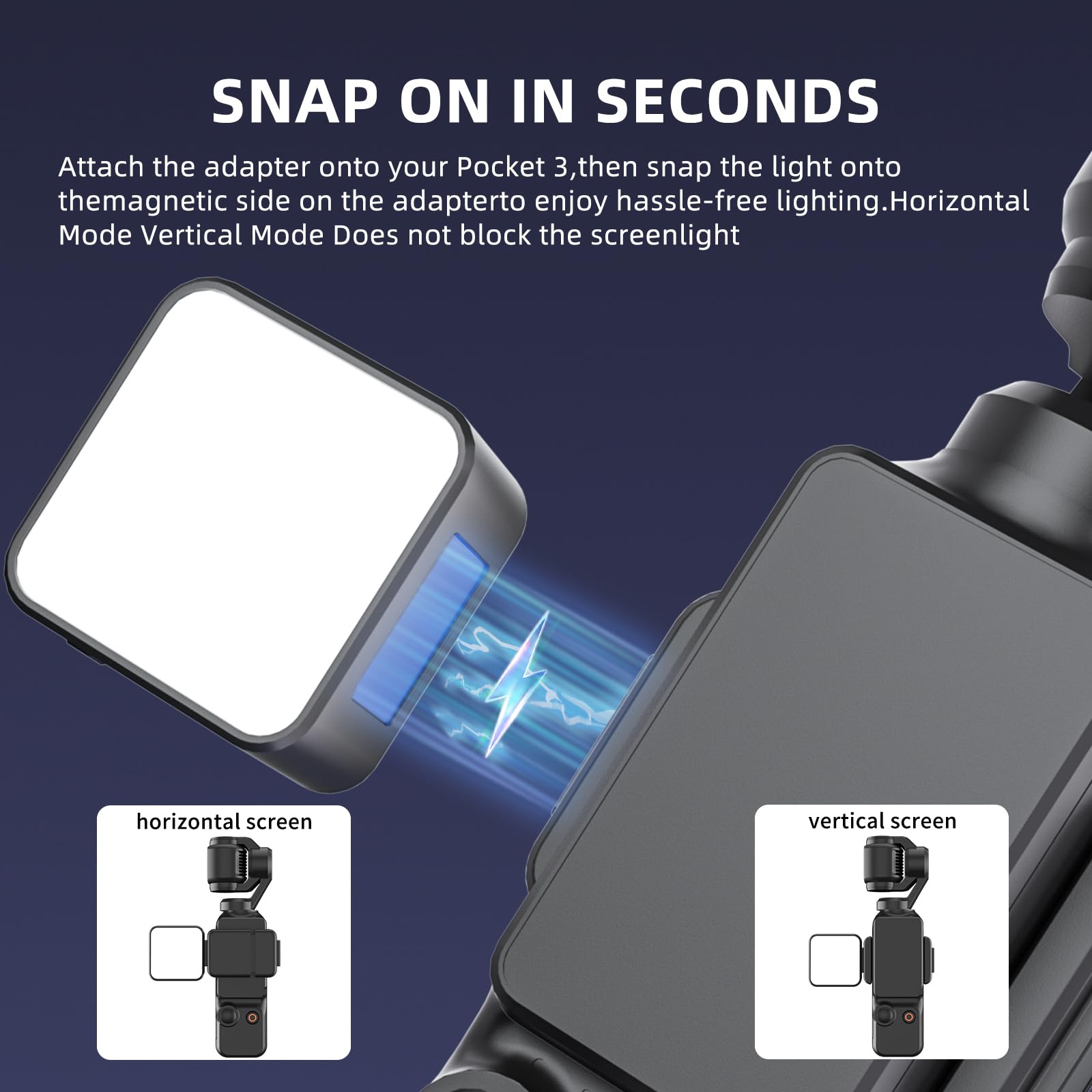 Magnetisches Selfie-Licht für DJI Osmo Pocket 3 Light Creator Combo | Wiederaufladbare Mini-LED, 3 Farbmodi, Helligkeit einstellbar, für Vlog-Aufnahmen, Make-up, TikTok