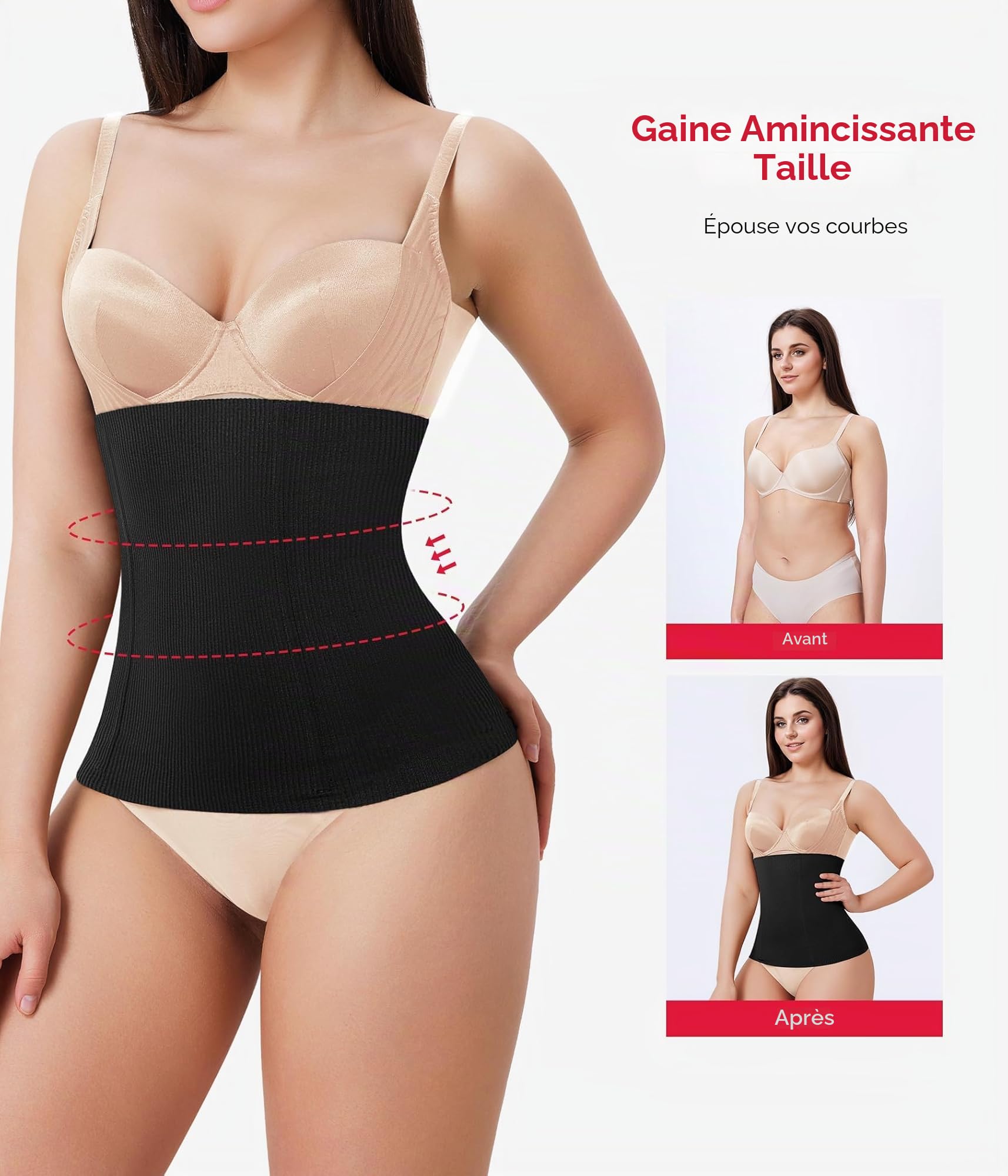Gotoly Gaine Amincissante Ventre Plat Femme Invisible Corset Minceur Waist Trainer Serre Taille Body Sculptant Minceur Ceinture Gainante Post Partum