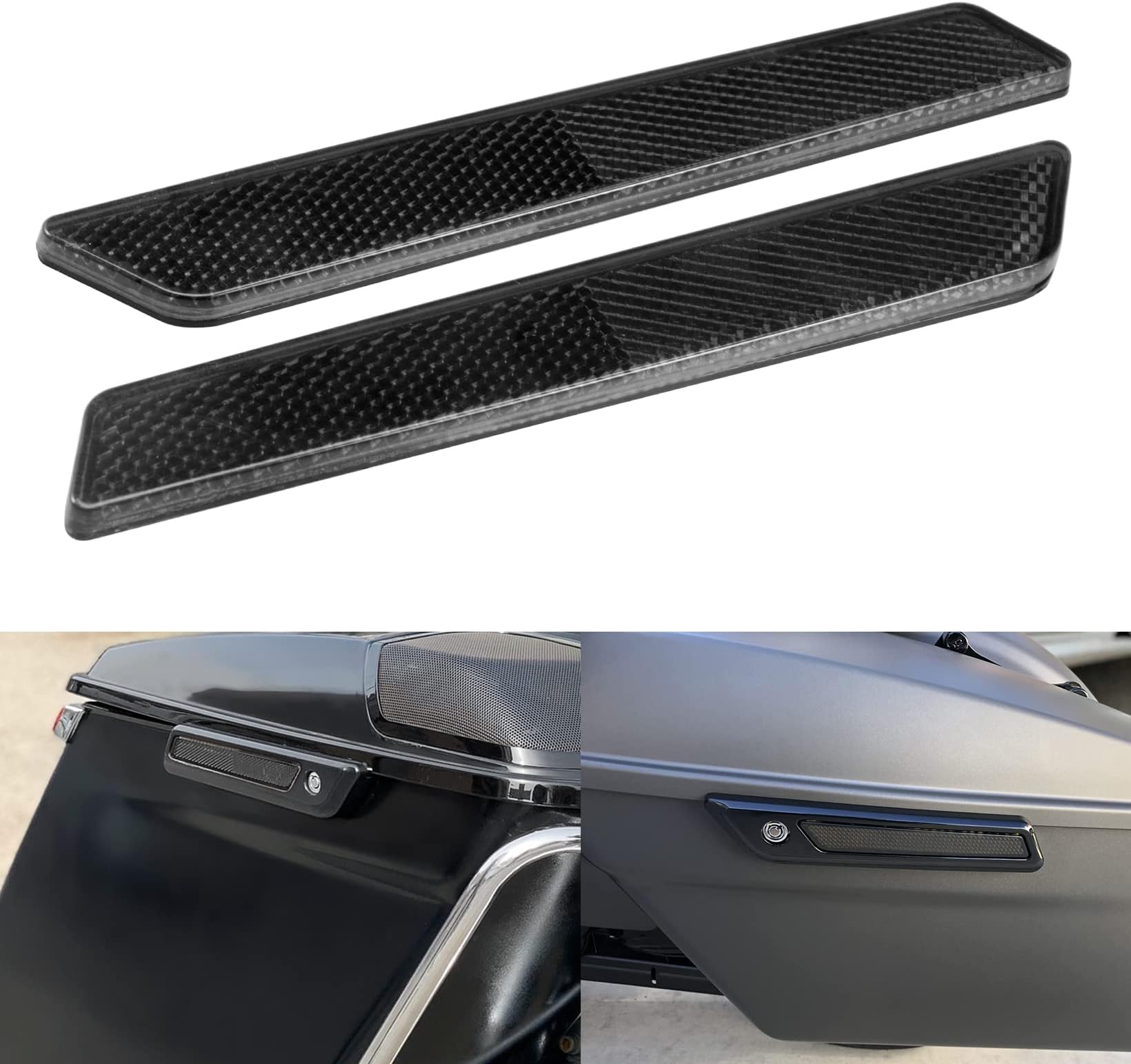 Black Saddle Bag Reflector Inserts, Saddlebag Latch Cover Reflector Compatible for Harley Touring 2014-2024 Street Glide Electra Glide Road King Saddlebags Side Visibility