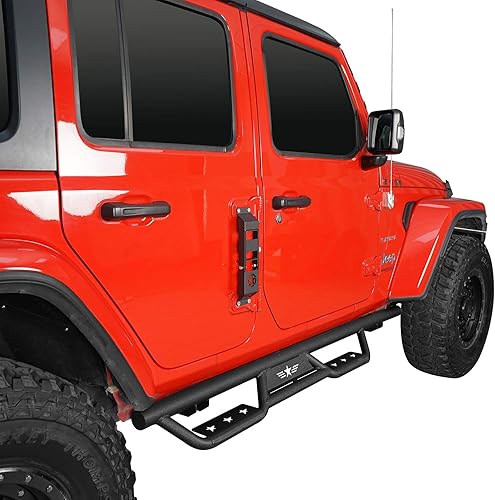 Miniatura 2 de JLU Unlimited - Estribo lateral Nerf Bars de acero compatible con Jeep Wrangler JL 2018 2019 2020 2021 2022 2023 2024 2025 4 puertas (no apto para