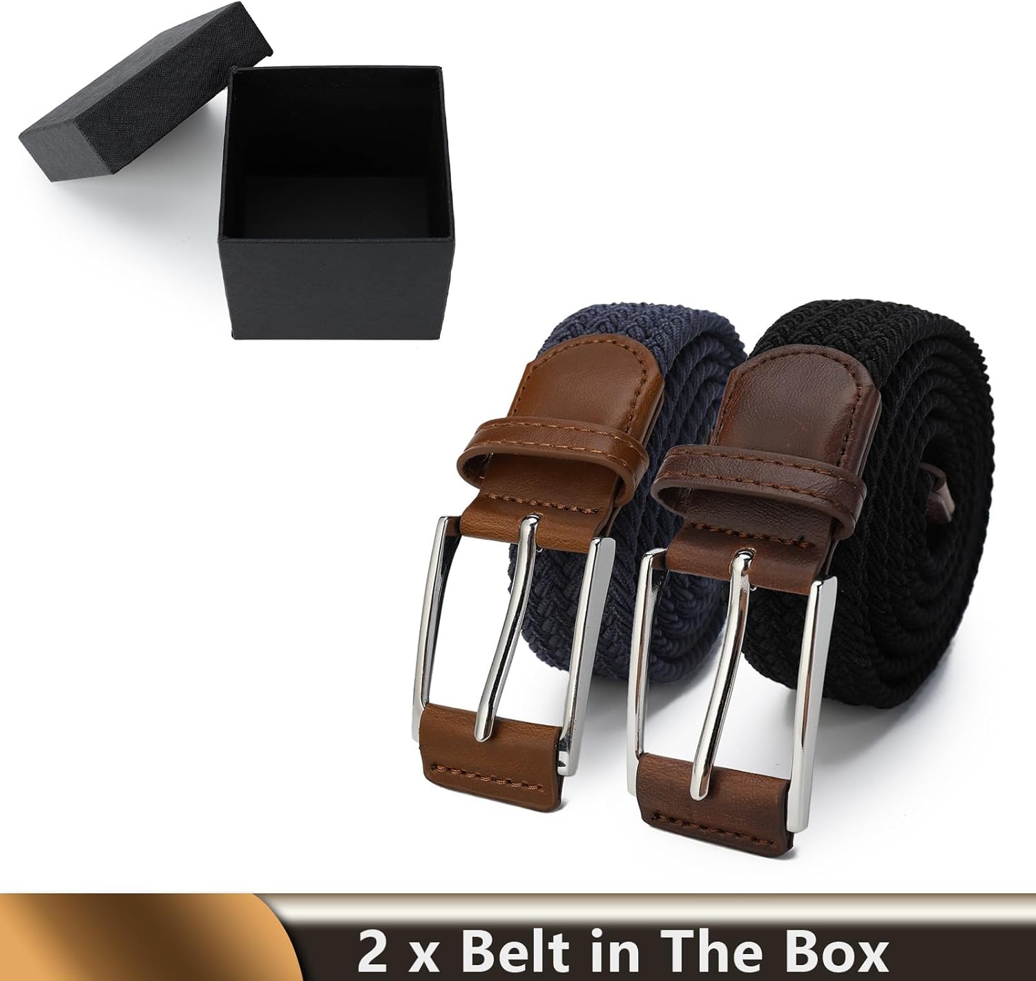 GLITZALL Elastic Mens Stretch Belt,Men Gift Woven Braided Web Belts for Golf Pants Shirts Jeans,Size Up to 57" - Image 7