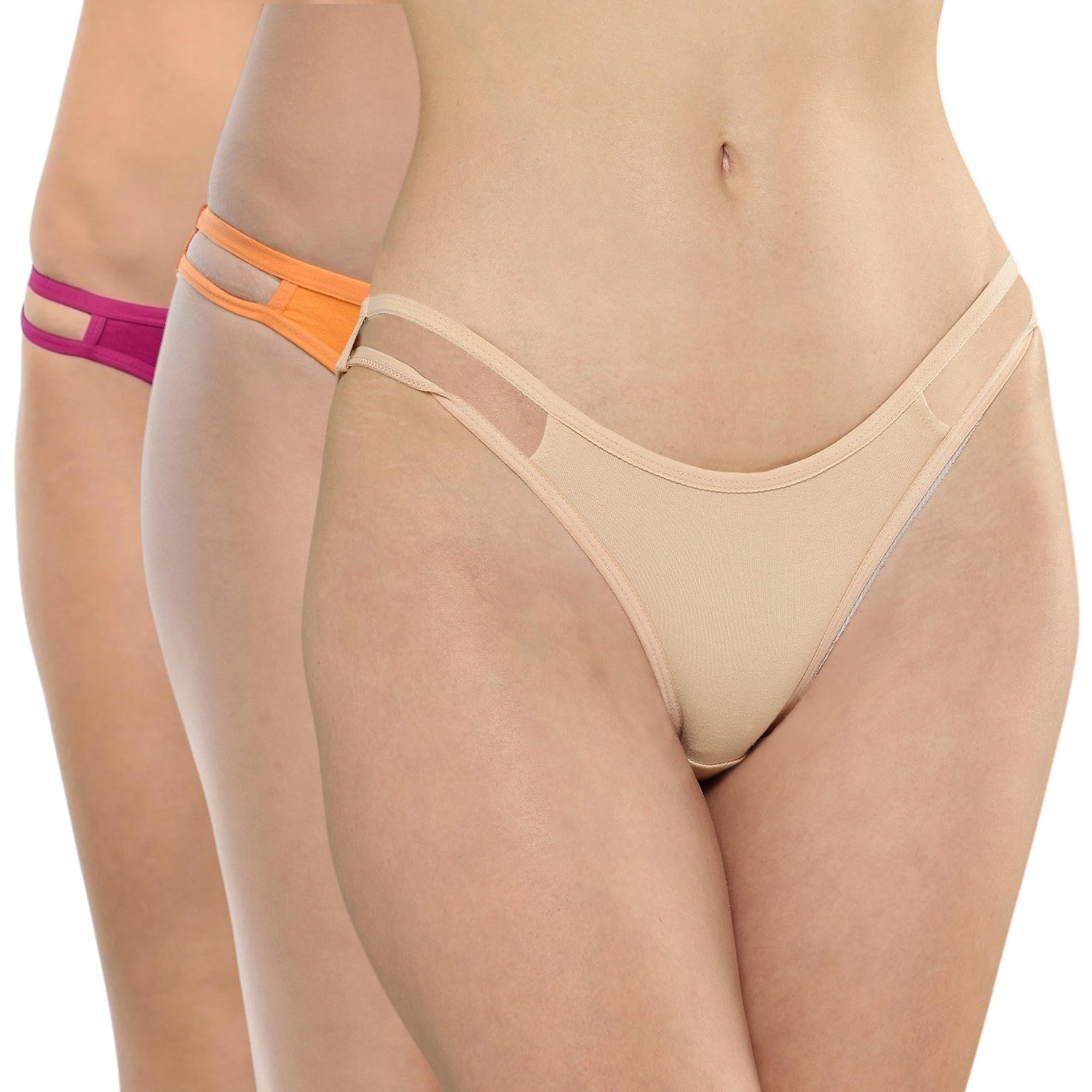 leading lady Women's Thong Panties | Soft & Stretchable | Mid Rise | Seamless Look | Pack of 3-picture-1