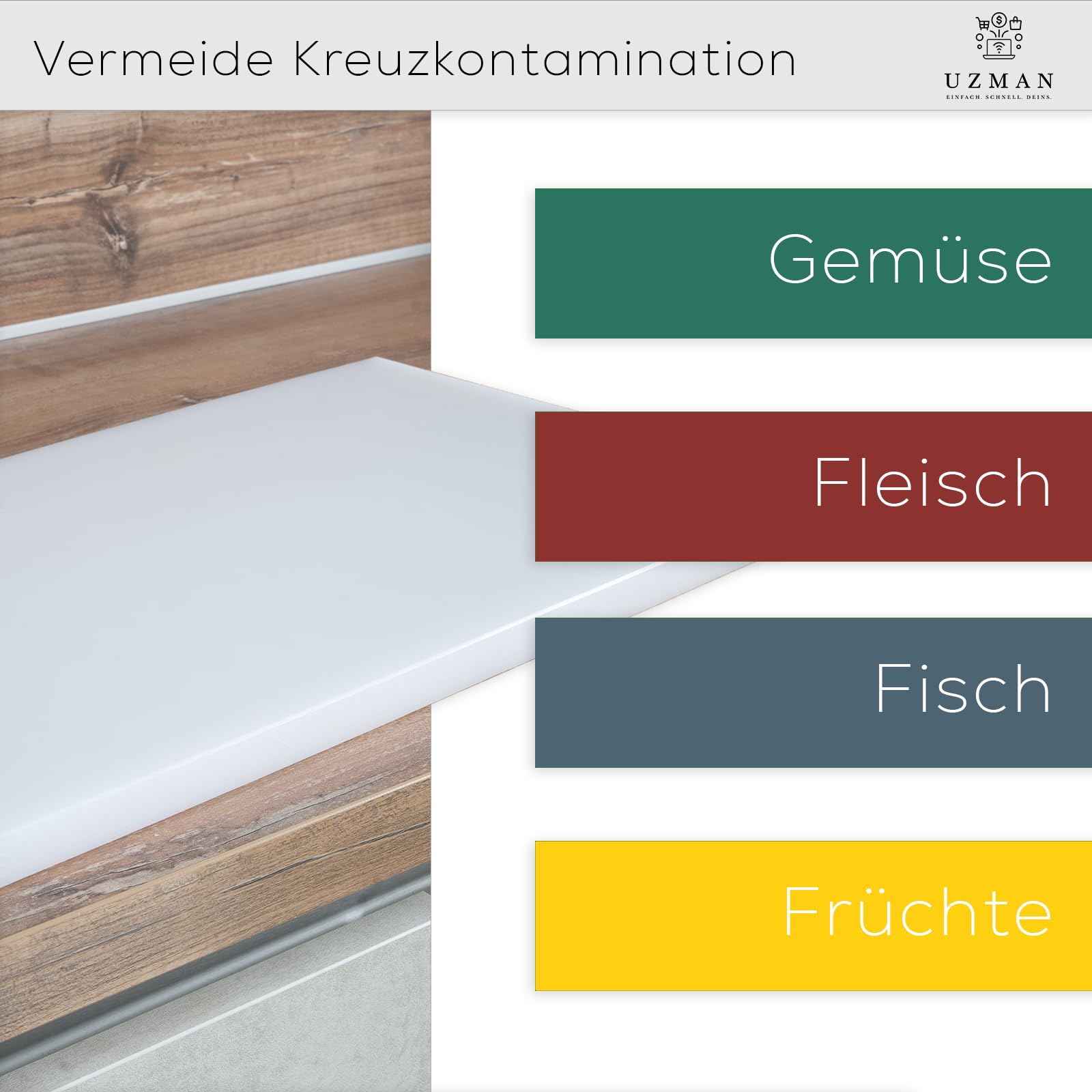 Gastro Schneidebrett aus Kunststoff PP – Hygienisches Profi-Schneidbrett in Verschiedenen Farben und Größen (500x300x20 mm & 600x400x20 mm) HACCP Hackbrett Küchenbrett (Gelb, 600 * 400)