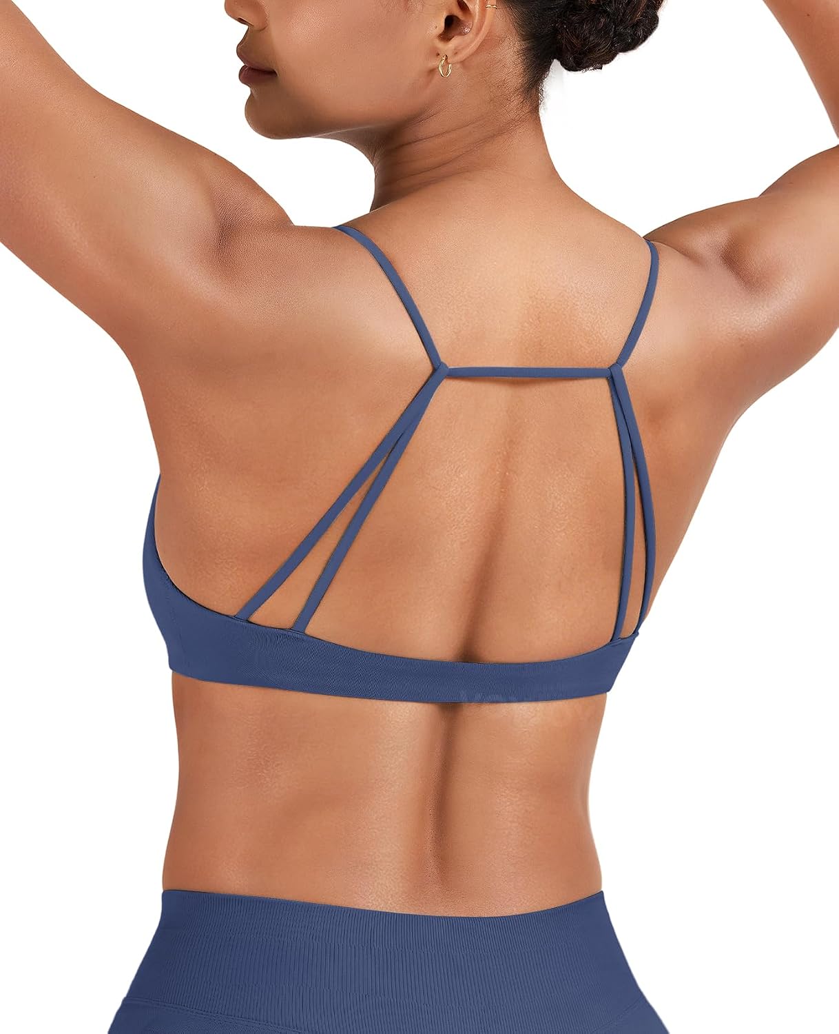 VOYJOY Women Sports Bras Sliding Back Straps Twist Front Padded Workout Bra