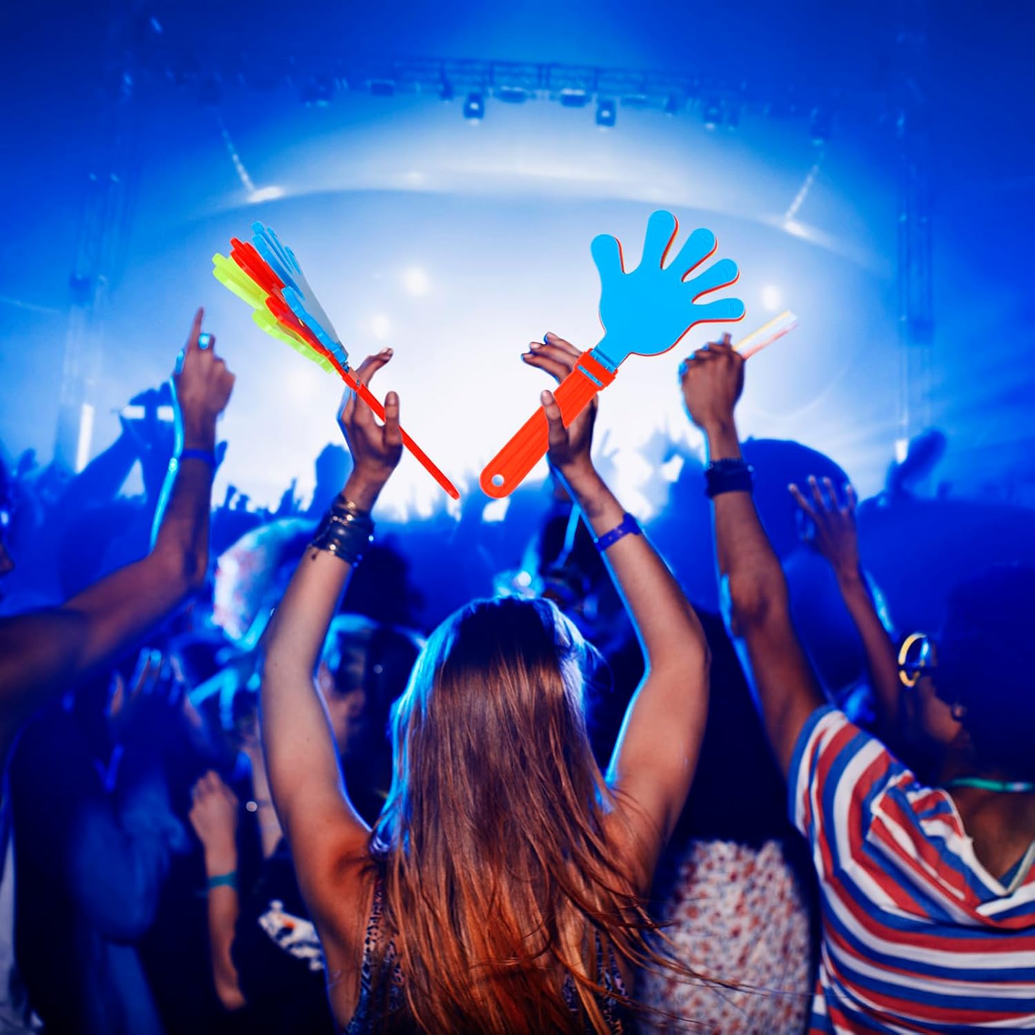 12 Pcs Large Hand Clappers Noisemakers, 11 Inch Plastic Noise Maker Jumbo Hand Clappers in Bulk, Colorful Clappers Noisemakers for Party Supplies Sporting Events Ball Games Noisemakers(Mixed colors)