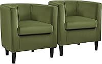 Yaheetech 2pcs Velvet Barrel Accent Chairs, Olive Green Upholstered Armchairs, Modern Comfortable Lounge Seating for Living Room Bedroom