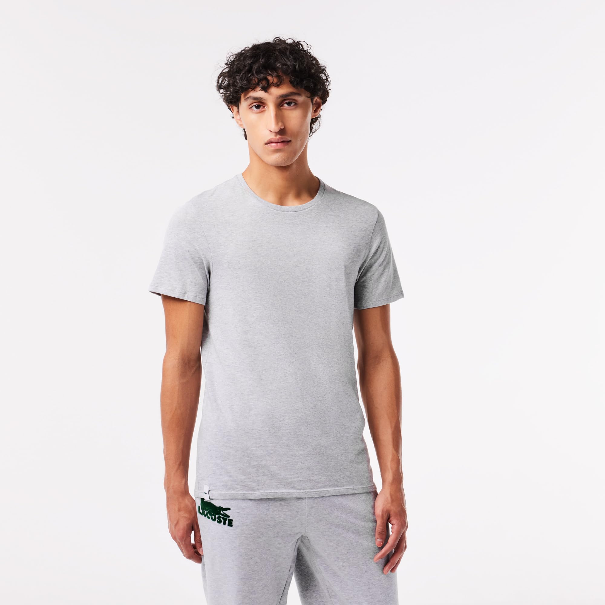 Lacoste Męskie niezbędniki, 3-pak, 100% bawełna, regularny krój koszulki z okrągłym dekoltem, Biały/srebrny Chiny/czarny, XL