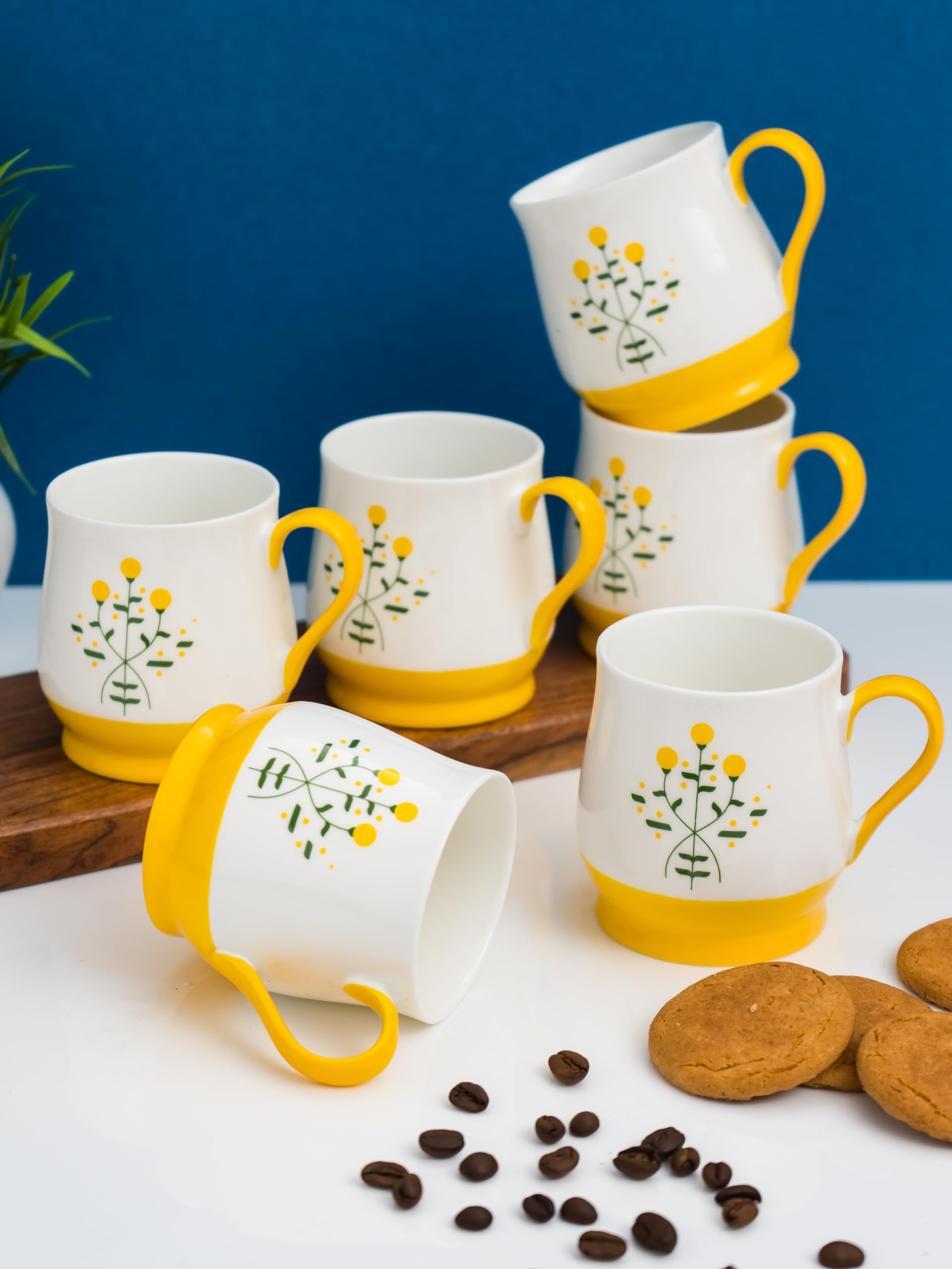 Clay Craft Fine Ceramic Blossom Tea/Coffee Cups Set of 6-210 ml Each (Yellow), Tea Cup Set of 6, Microwave & Dishwasher Safe, Mugs for Coffee, Cups Set of 6, Mug Set, Gift Set, Ideal for Gifting (B0CL7K5VYY) Amazon Price History, Amazon Price Tracker