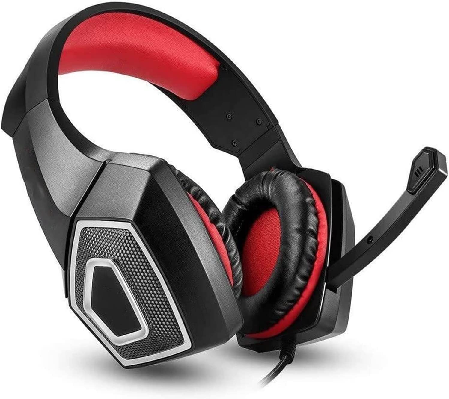 Auriculares con cancelación de Ruido con micrófono for Llamadas telefónicas y Juegos (Color : Red)