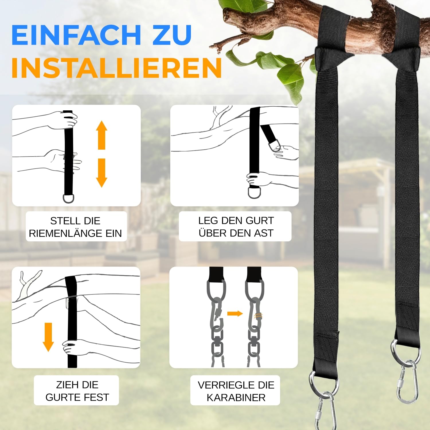 SereneLife Nestschaukel Indoor Outdoor, 100 cm Kinder Schaukel, bis 270 kg belastbar, Baumschaukel für Garten, Kinder & Erwachsene, Schwarz