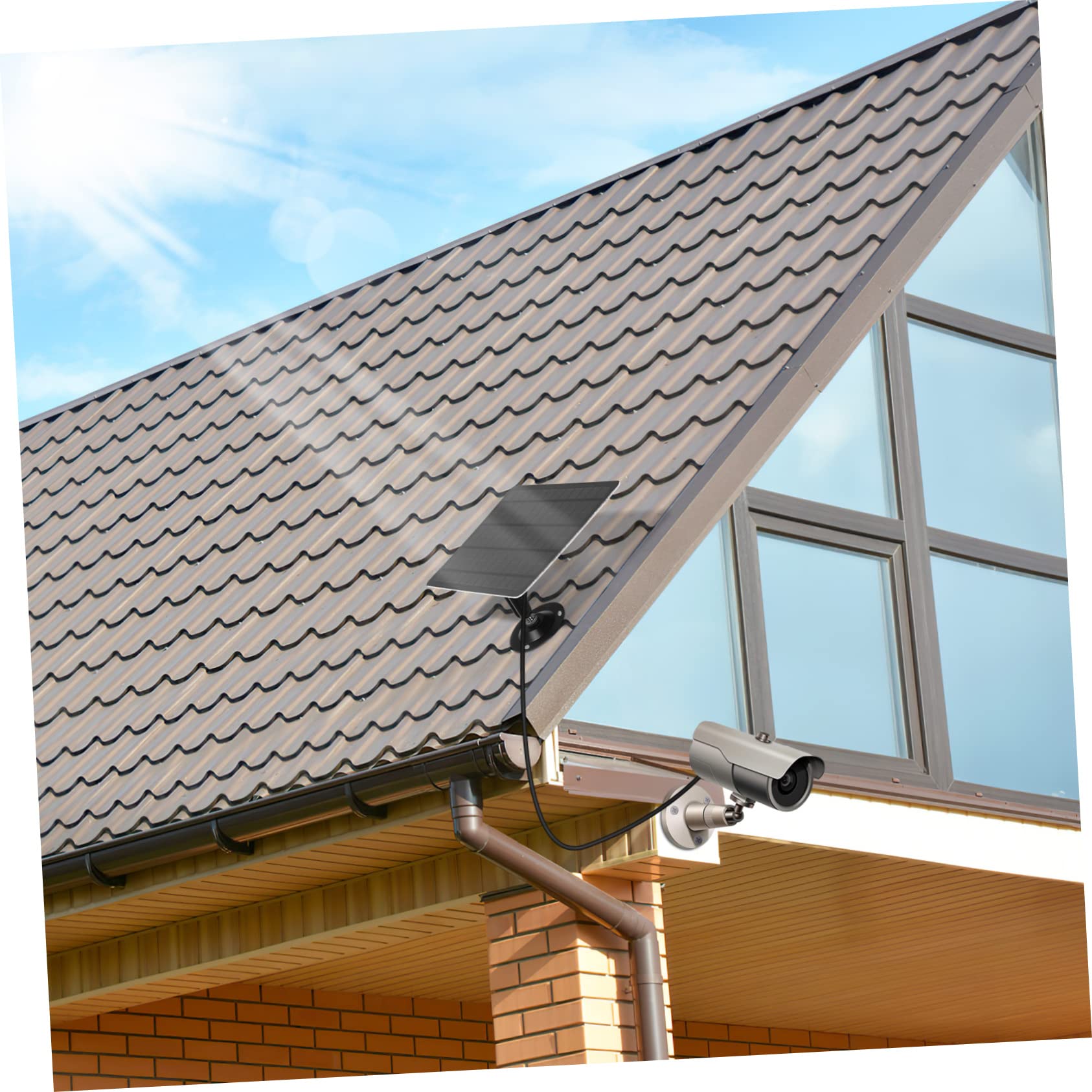 SUPVOX Pannello Solare per Telecamera di Sicurezza da 20W in Monocristallino, Ricarica Continua, Installazione Flessibile, Supporti a Muro