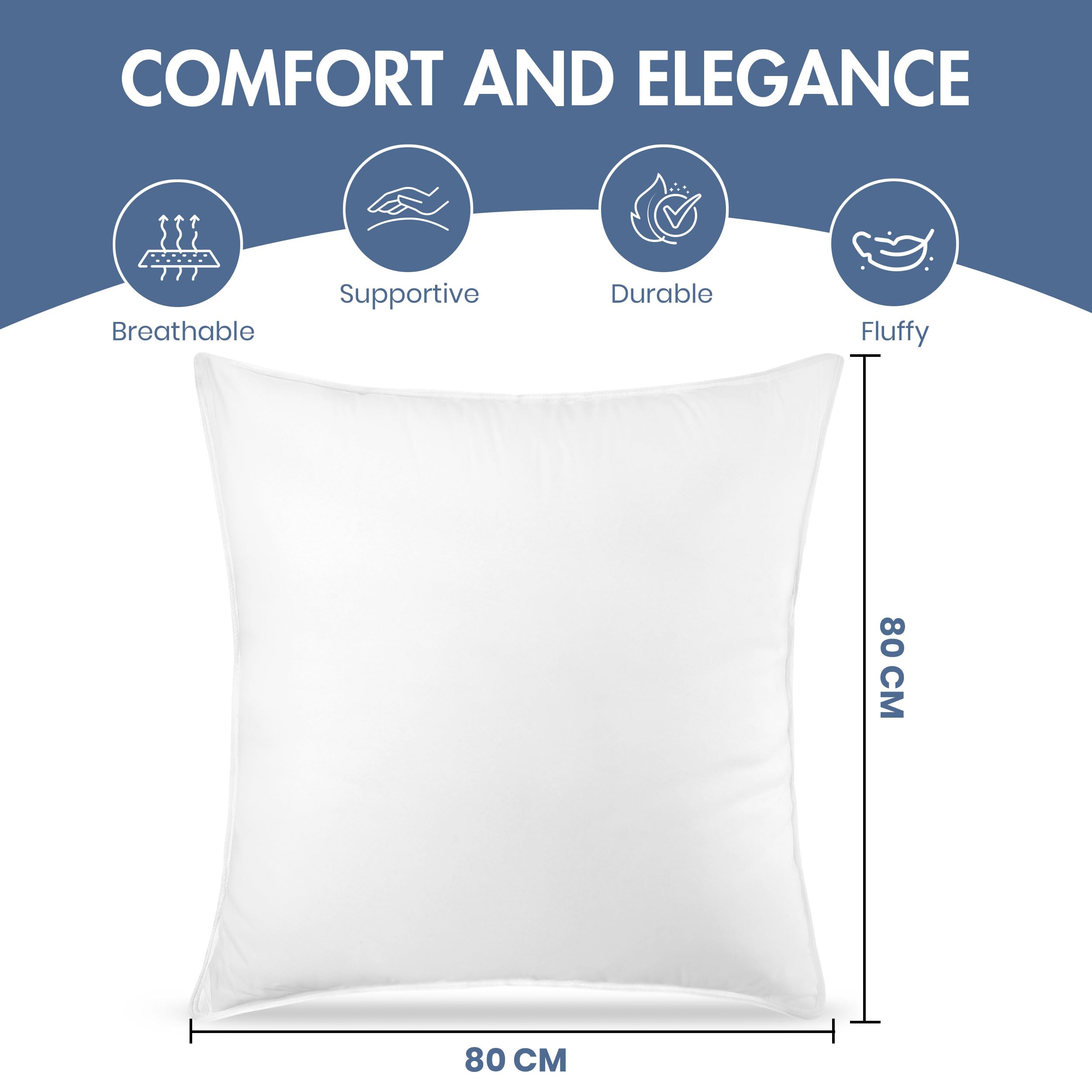 Utopia Bedding Cuscini Letto (Set di 2), 80 x 80 cm Guanciali Letto Coppia, 3D Fibra di Poliestere (Bianco)