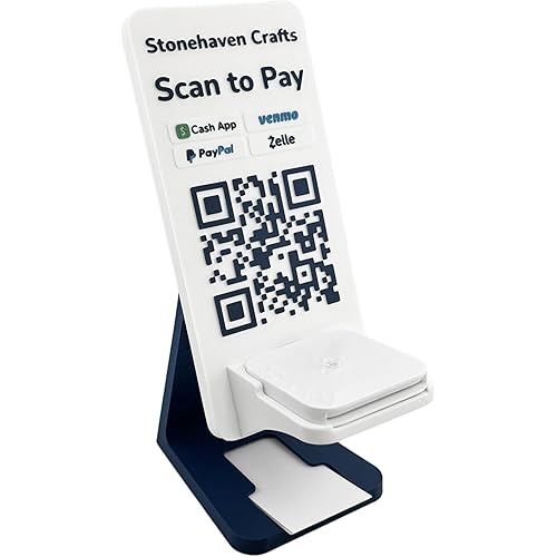 Square Reader Holder and QR Code Payment Sign with Business Card Dispenser, Scan to Pay with Venmo CashApp PayPal Zelle in One QR, Artfare Ultra