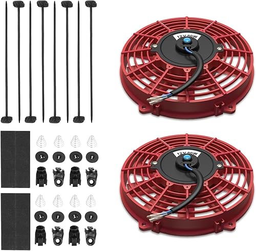 Juego de ensamblaje para ventilador eléctrico de automotor de alto rendimiento de Dynasty, juego de 2, Rojo