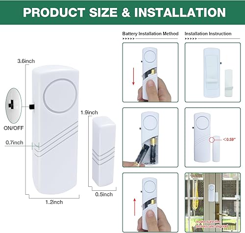 Miniatura 4 de Alarma de puerta y ventana, alarma de puerta de 90 dB para seguridad de niños, alarma antirrobo de ventana de puerta, alarmas de piscina para el
