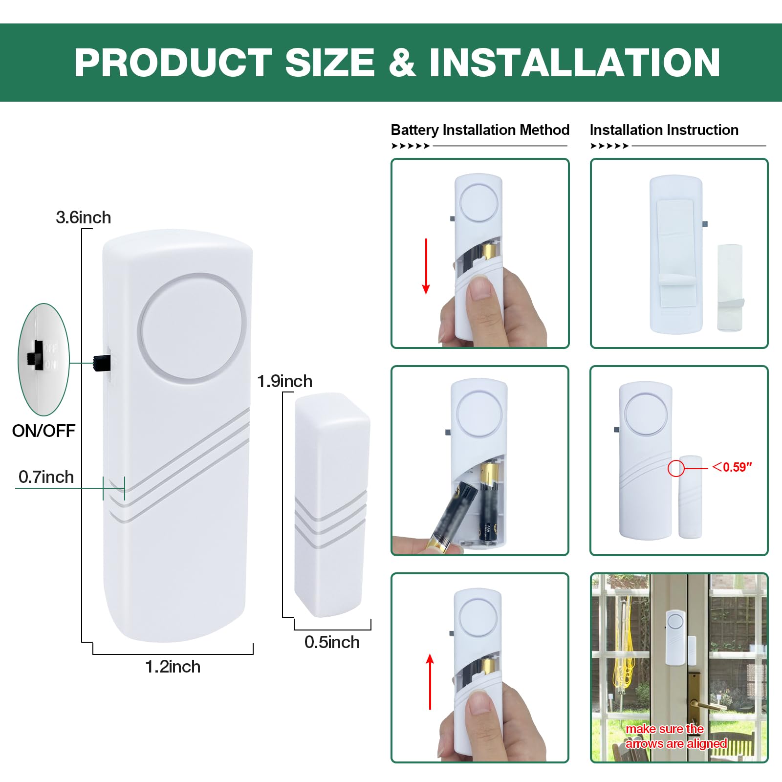 Alarma de puerta y ventana, alarmas de puerta de 90 dB para seguridad de niños, alarma antirrobo de ventana de puerta, alarmas de piscina para el hogar, apartamentos, oficinas, habitaciones de hotel