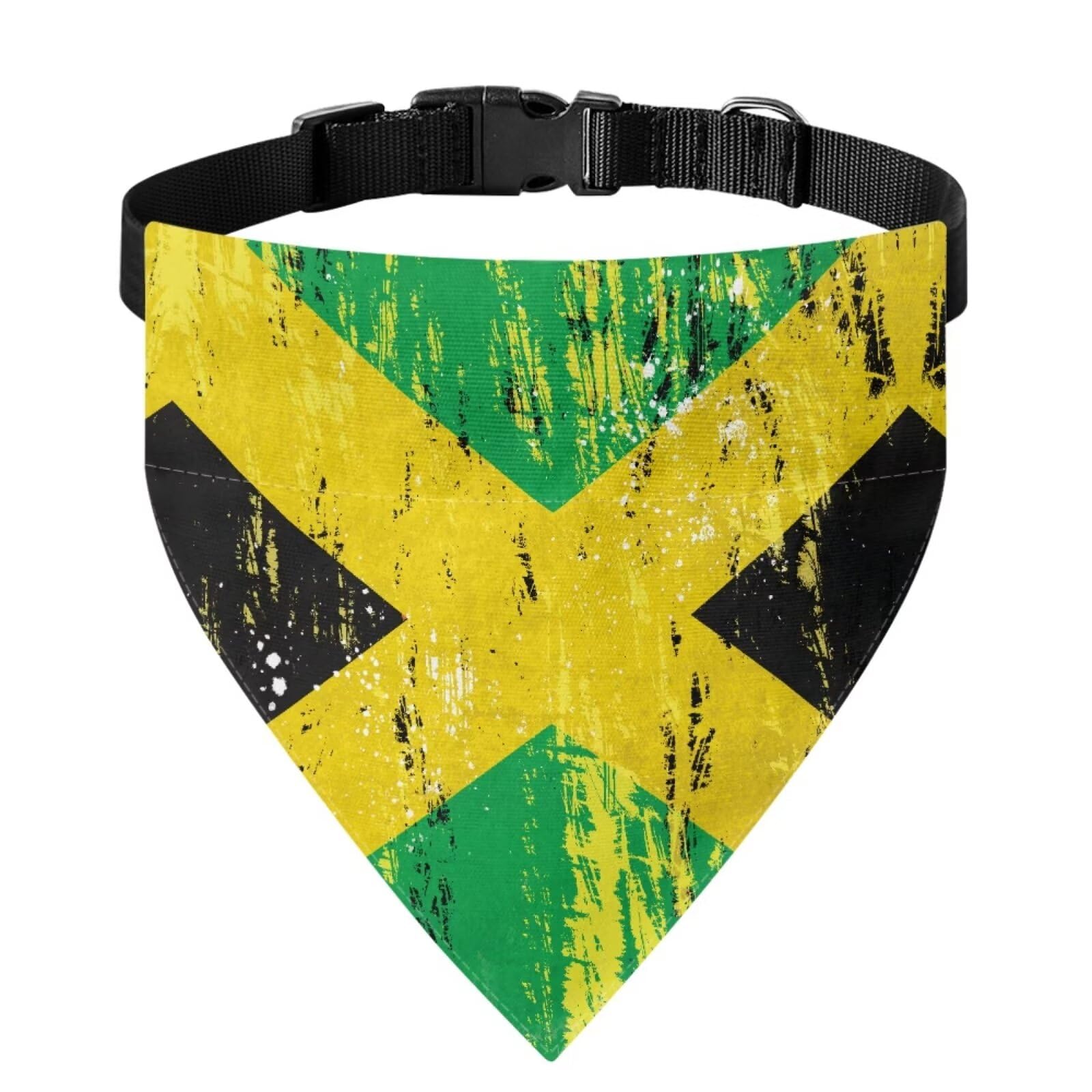 Howilath Dog Bandana, Jamaica String Flag Pattern Summer Dog Bandana Pet Bibs for Cats, Classic Scarf Handkerchiefs for Small Medium Large Pets -S