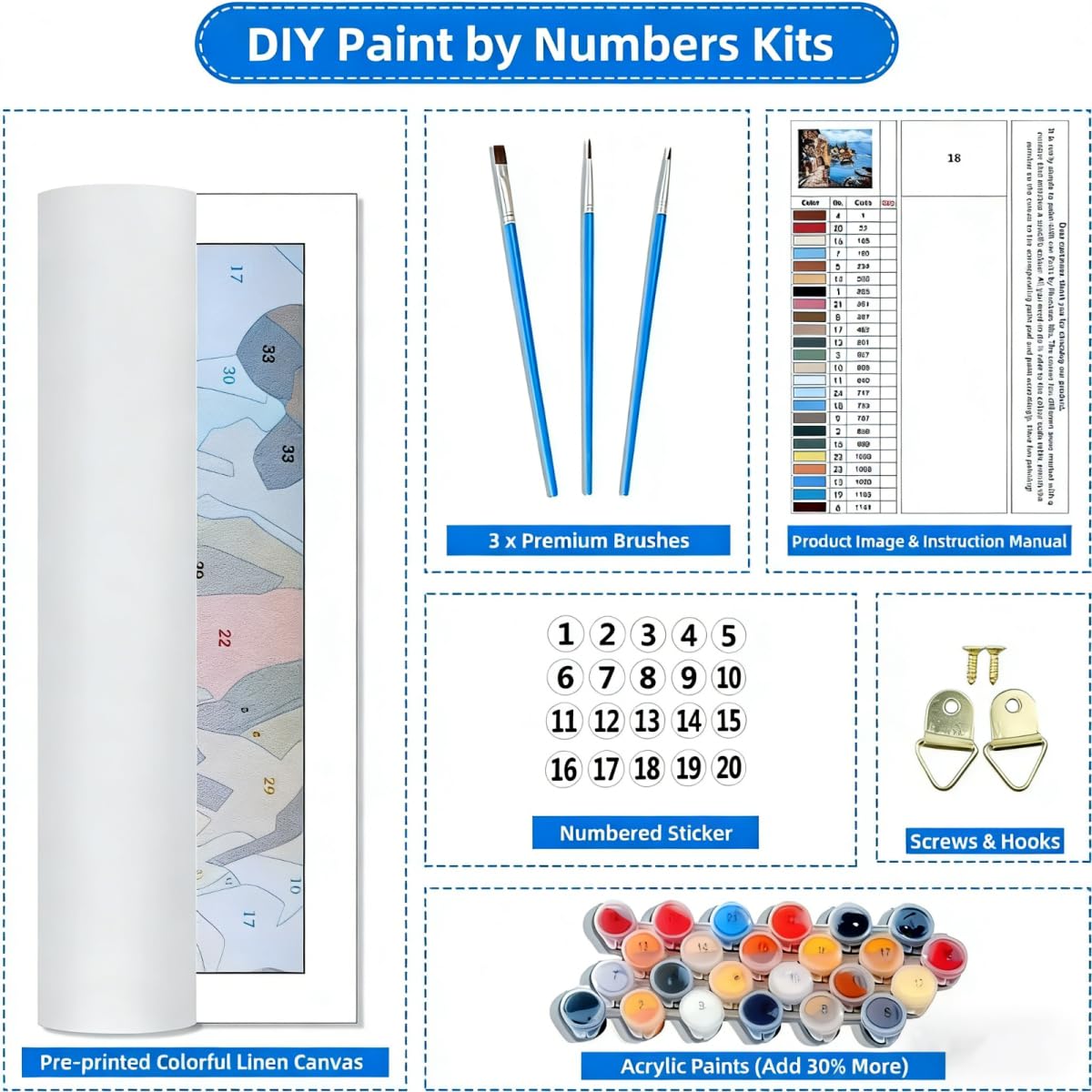 Peinture Numero Adulte - Éléphant Peinture Numero Enfant Débutants, Animal DIY Kit Loisir Creatif Adultes, avec Toile Infroissable, Pinceaux et Pigment Acrylique, pour Décoration Maison 60x80 cm h-1