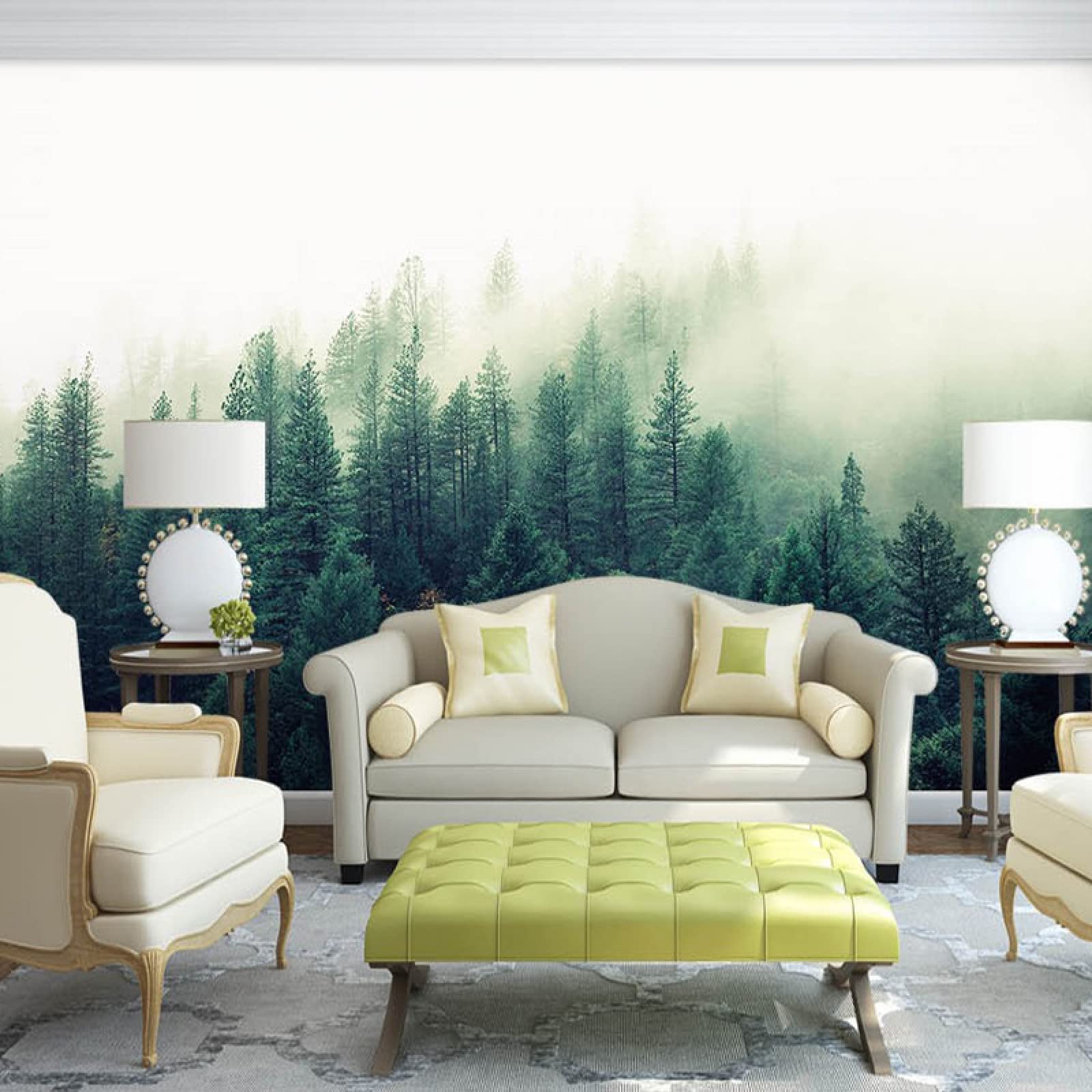 Papier peint 3D nature grand format avec autocollants de forêt réalistes