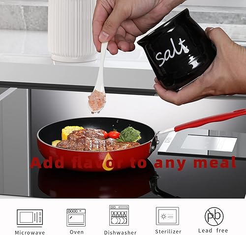 Miniatura 6 de ONTUBE Tazones de azúcar y sal de 12 onzas con tapa y cuchara, ollas de cerámica para condimentos, recipiente de especias para cocina, apto para