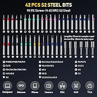 Vista 4 de Small screwdriver set,71 in 1 electric screwdriver cordless with LED light,5 torque settings,MAX 0.6Nm,42 magnetic bit set,Crowbar and tweezers,Pc