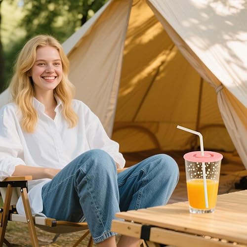 Miniatura 6 de 4 tapas de silicona para tazas, fundas reutilizables de protección para bebidas, sin BPA, con agujero para pajilla, tapas herméticas para la mayoría