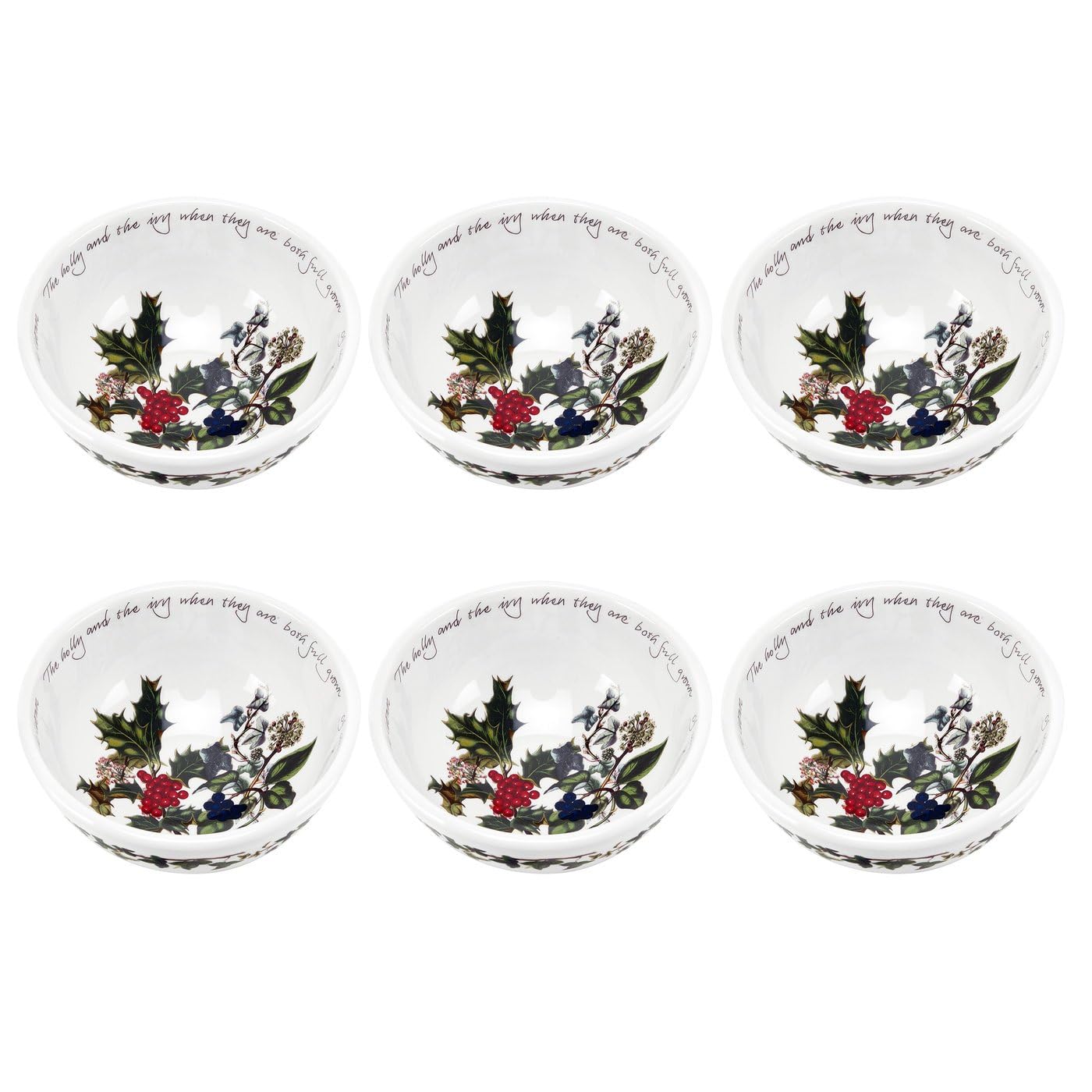 Portmeirion Multi-Colour The Holly & Ivy Fruit Salad, Ceramic, Set Of 6
