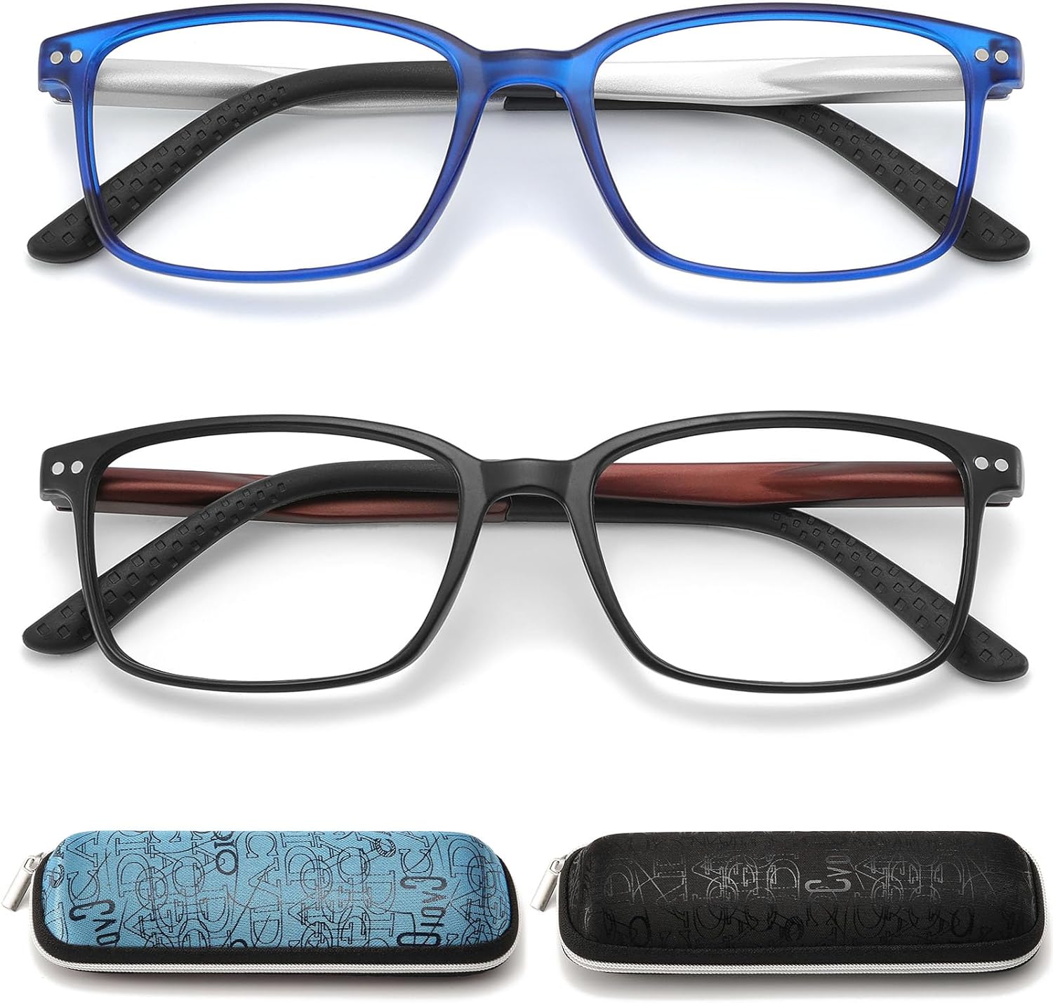 Reading Glasses for Men with Spring hinges 1.00 Professional Computer Readers with Blue Light Protection and Case