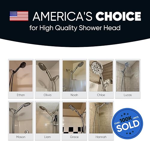 Miniatura 9 de Cobbe Cabezal de ducha de alta presión con botón de pausa integrado, cabezal de ducha desmontable de 9 funciones con soporte giratorio de latón de